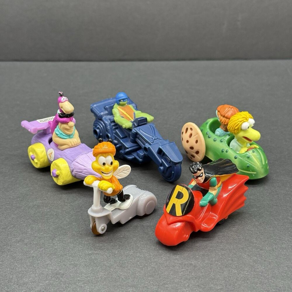 Vintage Fast Food Toys Lot Fraggle Rock TMNT Flintstones Batman Robin Bee